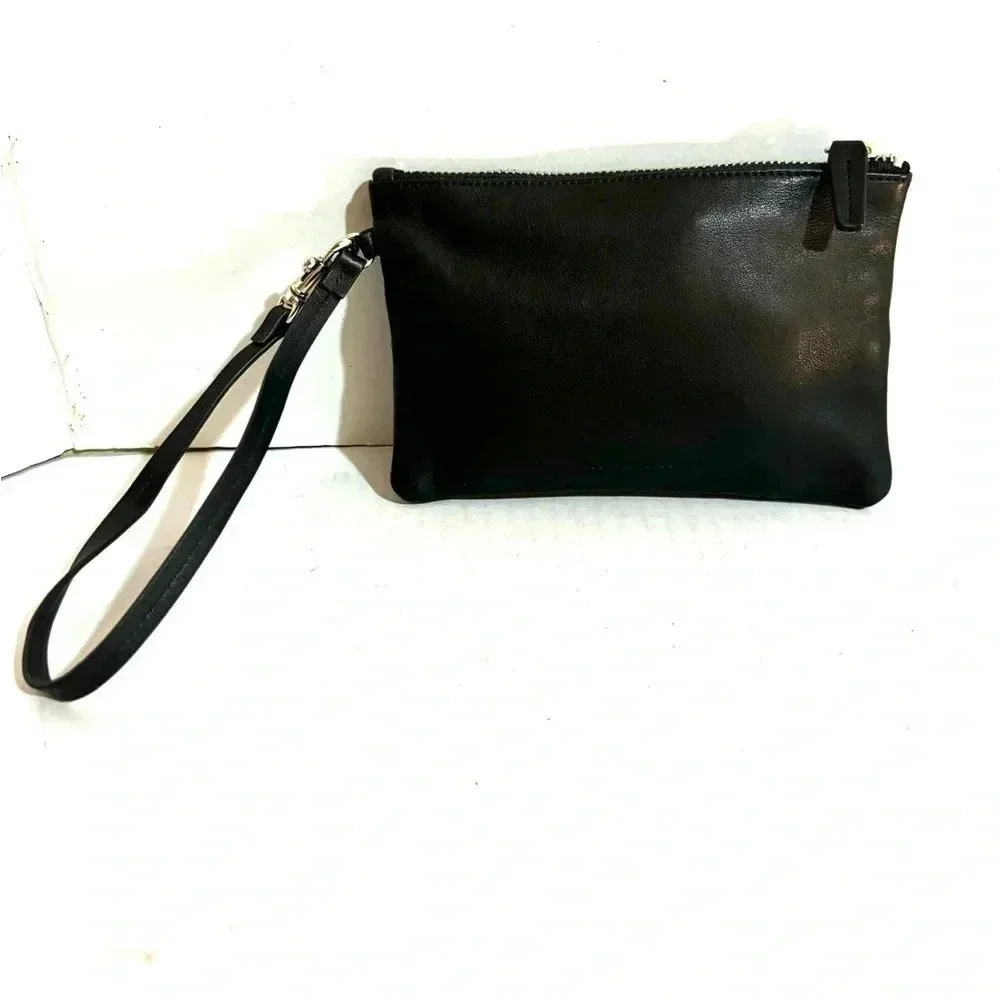 Leatherology black leather wallet wristlet